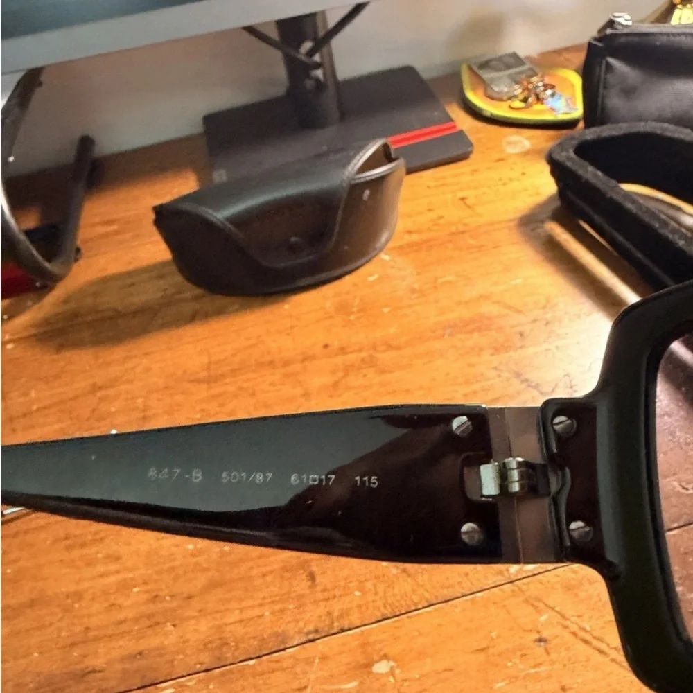 Bulgari Black Sunglasses with Crystal Square Accent with case